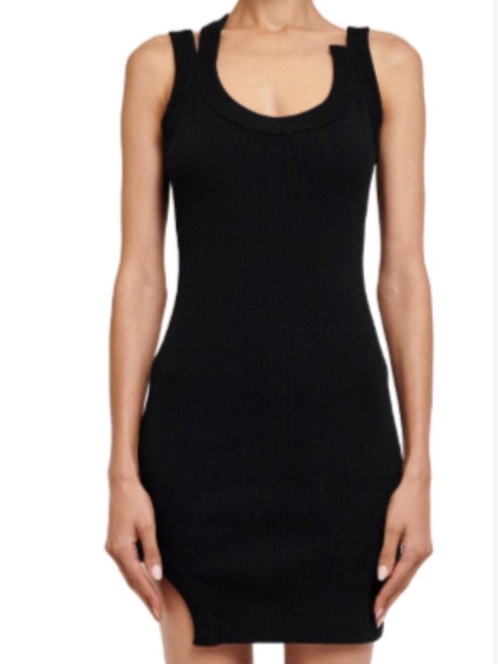 BOYAROVSKAYA black ribbed minidress size XL geometric cutouts S/S 2023 SSENSE